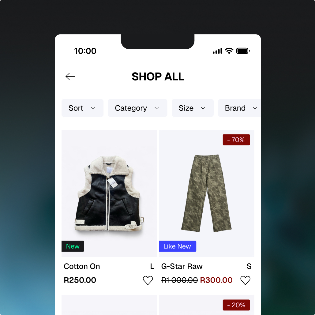 Image of products on the Thrif App