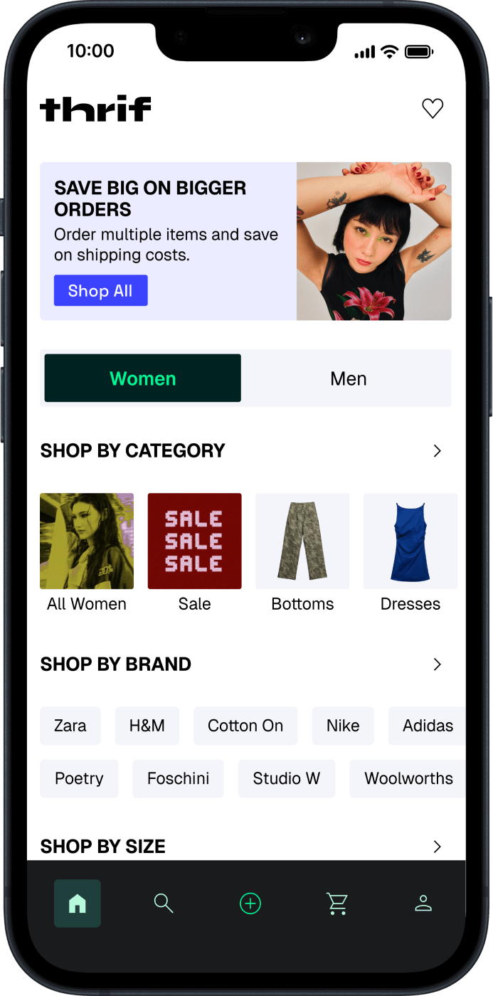 A mockup of the Thrif App running on a phone